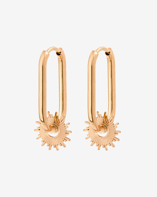 Sun Ray Oval Hoops Small Rose Gold