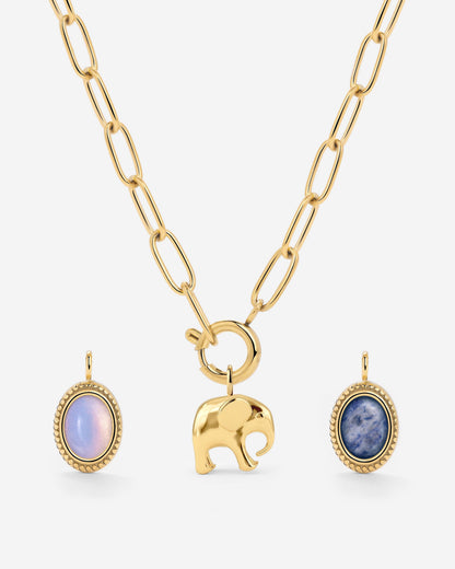 Oval Links Charm Necklace Set