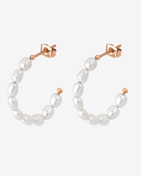 Pearly Leni Hoop Earrings Rose Gold
