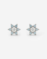 Sparkling Blue Petal Studs Silver
