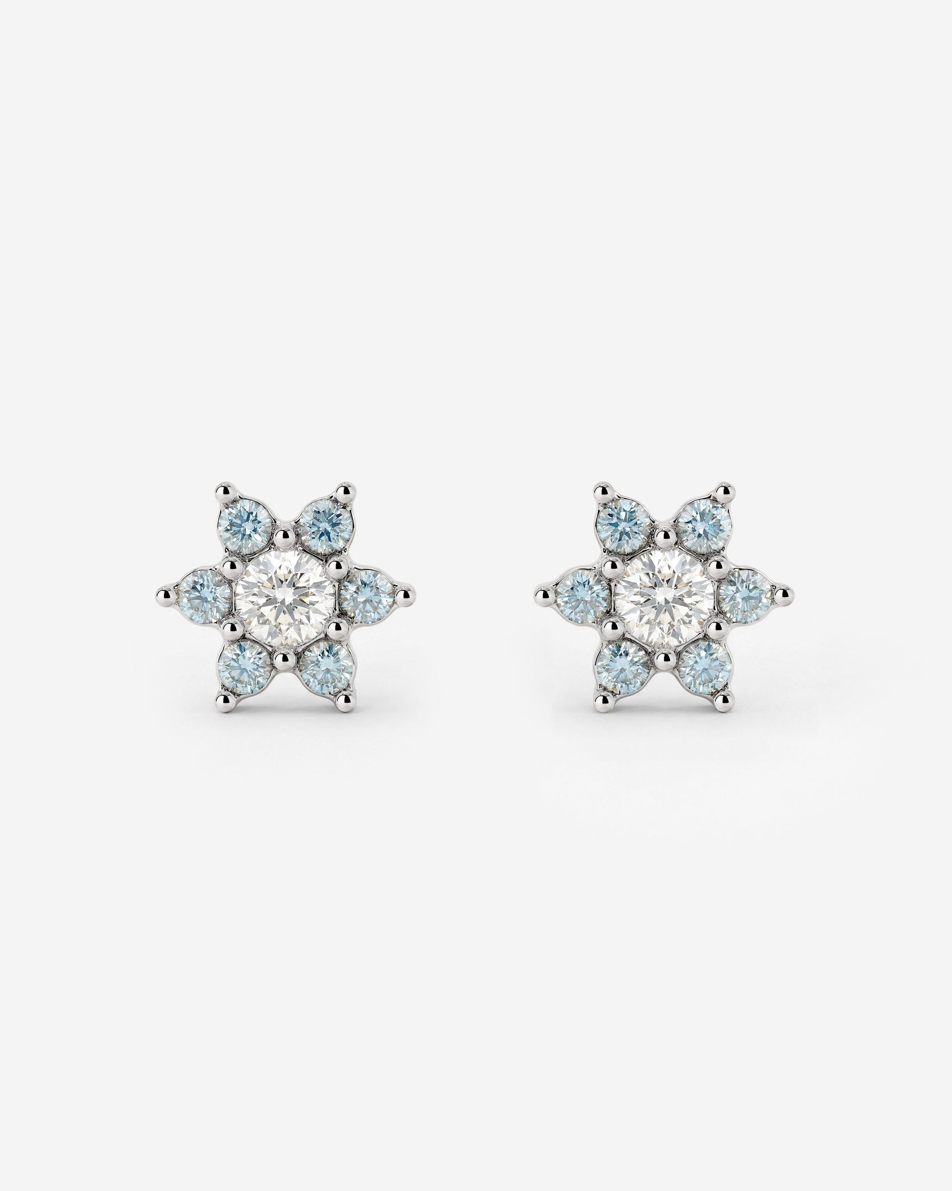 Sparkling Blue Petal Studs Silver