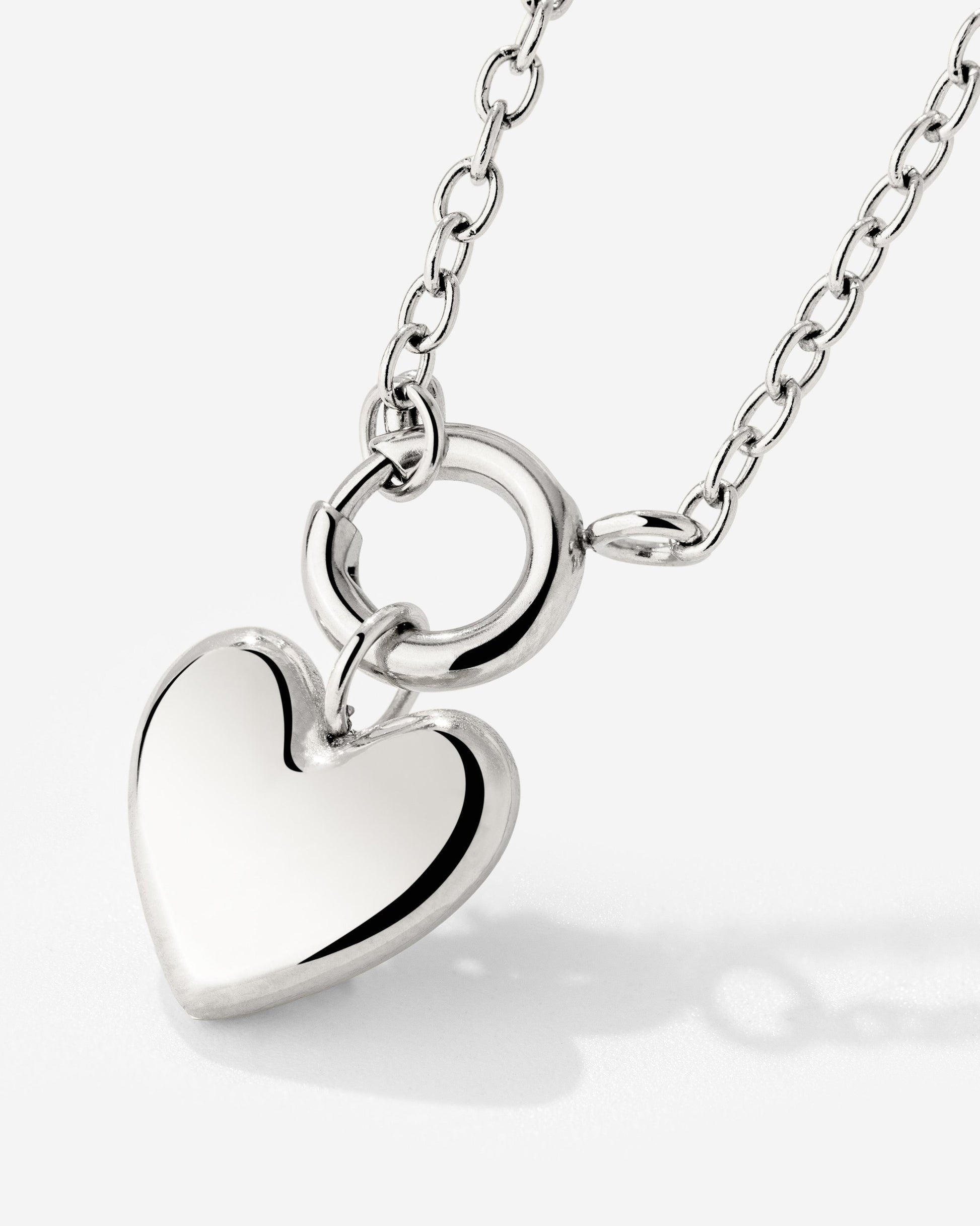 Lovely Heart Classic Chain Necklace Set Silver