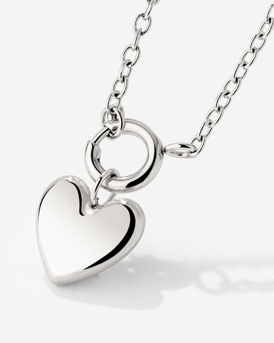Lovely Heart Classic Chain Necklace Set Silver