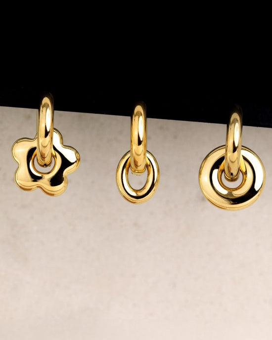 Chunky Oval Donut Hoop Set Medium Rose Gold