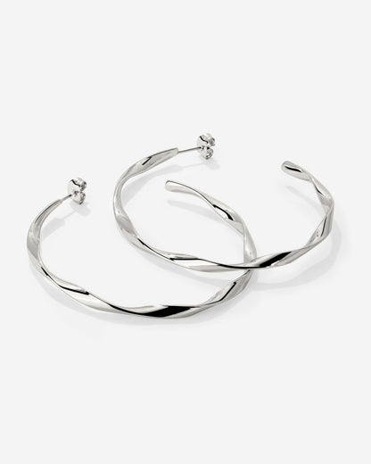 Sahira Hoop Studs Large Silver