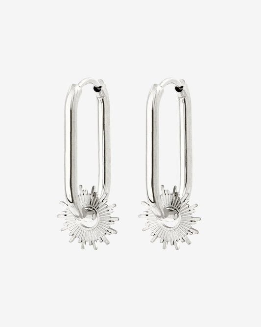 Sun Ray Oval Hoops Small Silver