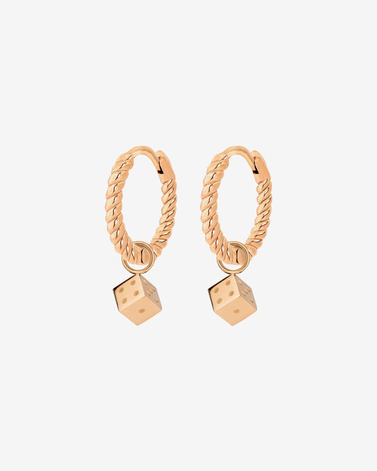 Lucky Dice Twisted Hoop Set Baby Rose Gold