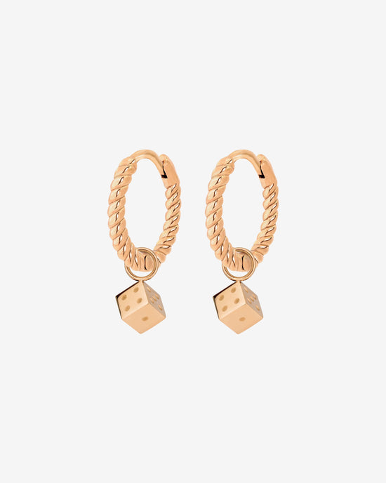 Lucky Dice Twisted Hoop Set Baby Rose Gold