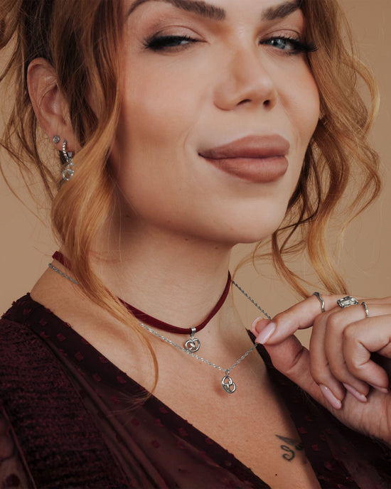 Bedazzle my Pretzel Necklace Silver