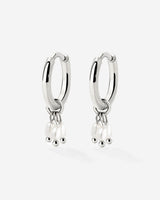 Tres Perlas Hoop Set Silver