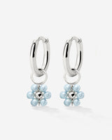 Forever Blue Daisy Hoop Set Small Silver