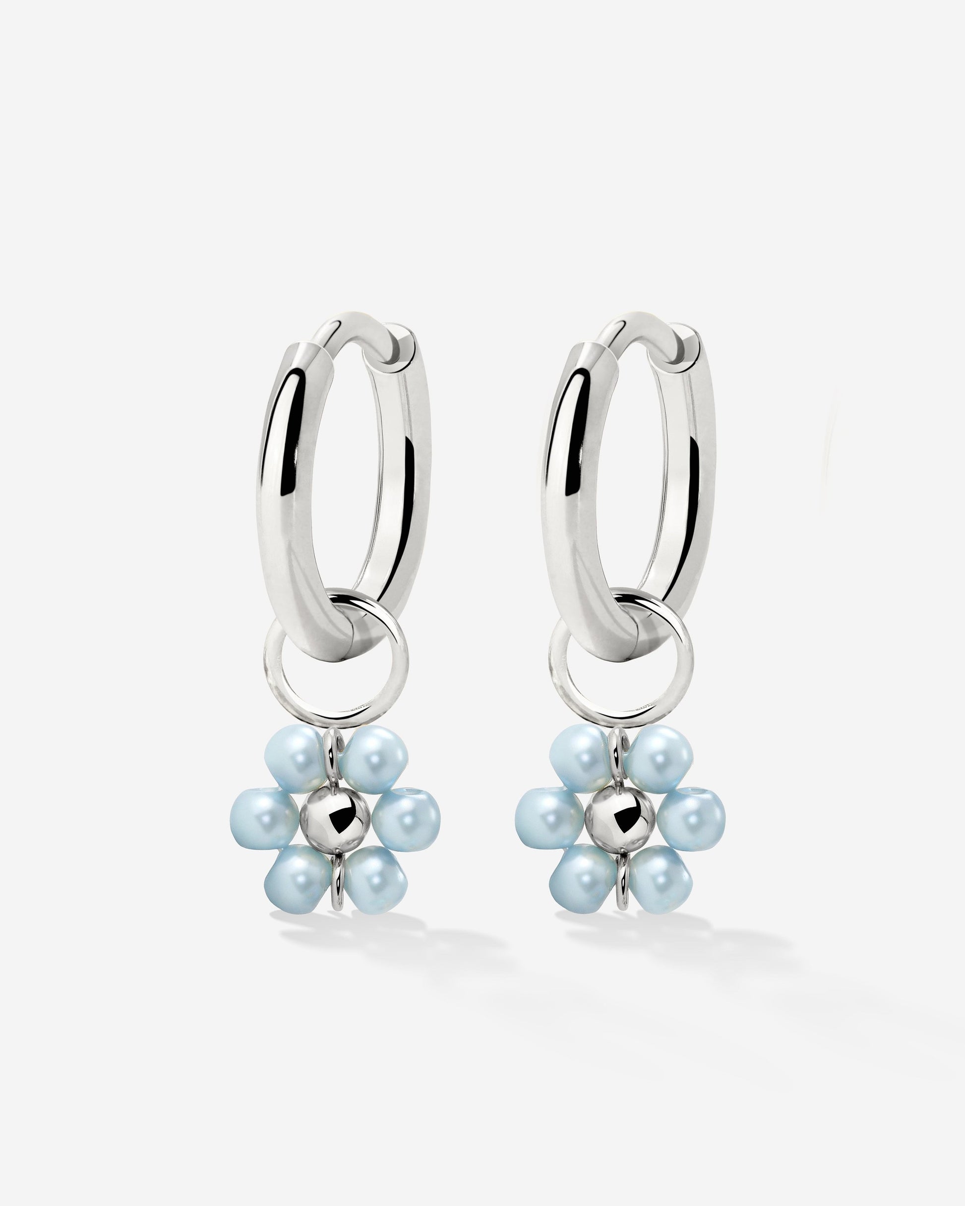 Forever Blue Daisy Hoop Set Small Silver