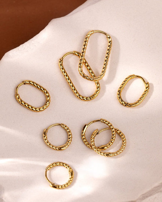 Twisted Hoop Set Small Gold