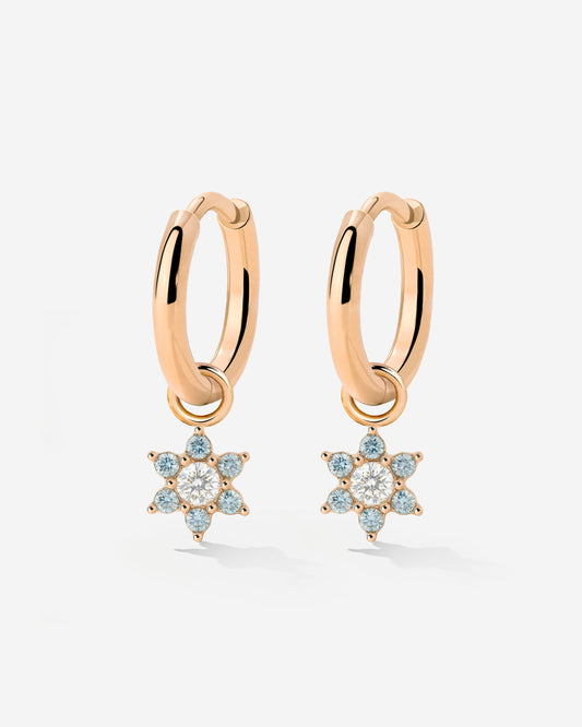 Blue Petal Hoop Set Small Rose Gold