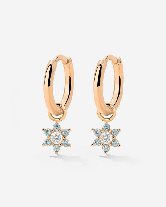 Blue Petal Hoop Set Small Rose Gold