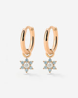 Blue Petal Hoop Set Small Rose Gold
