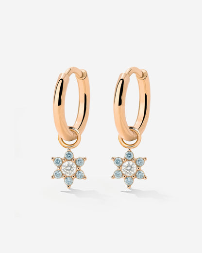 Blue Petal Hoop Set Small Rose Gold