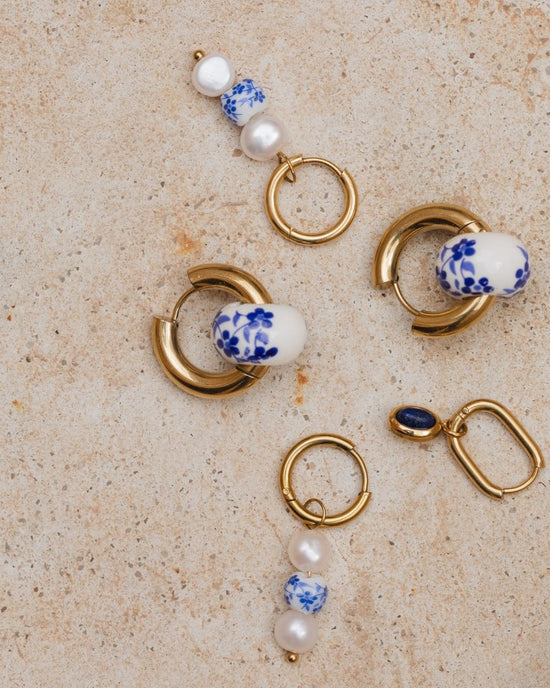 Blue Breeze Oval Hoop Set Baby Rose Gold