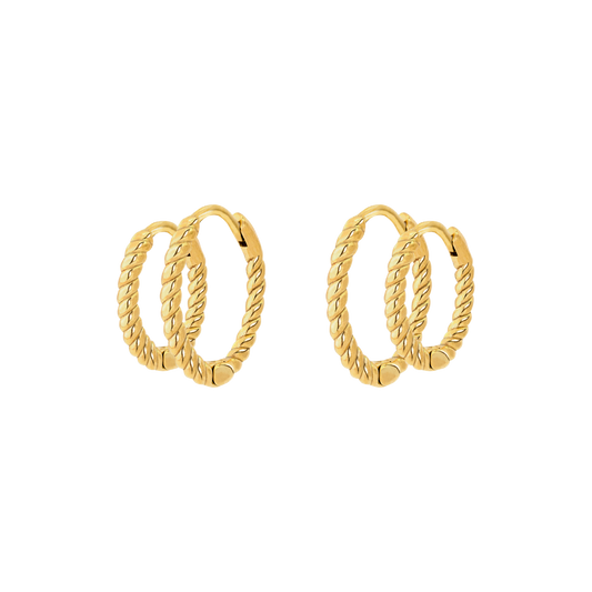 Twisted Hoop Set Small Gold