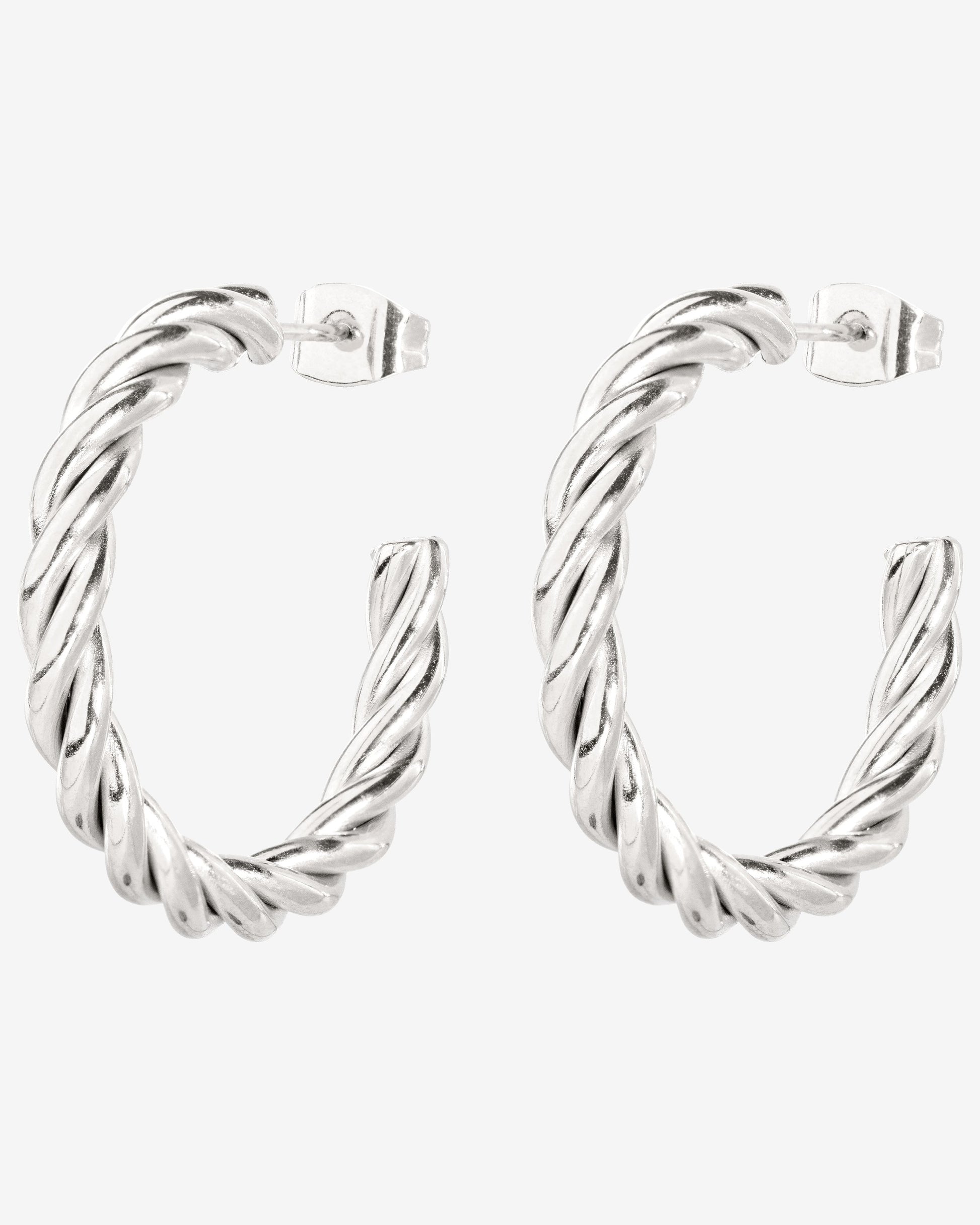 Squeeze it Medium Hoop Studs Silver