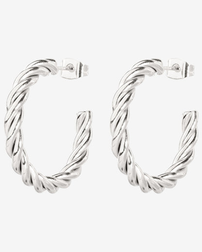 Squeeze it Medium Hoop Studs Silver