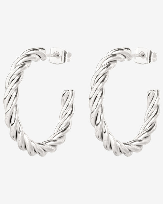 Squeeze it Medium Hoop Studs Silver