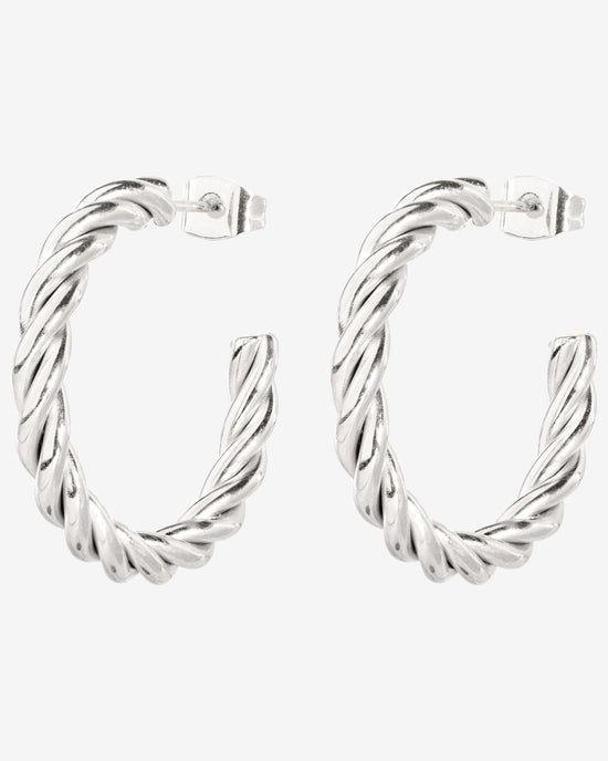 Squeeze it Medium Hoop Studs Silver