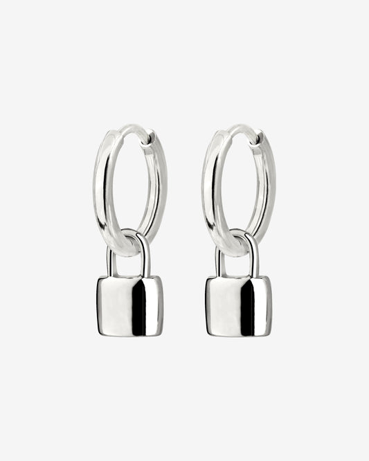 Lock in Hoop Set Small Silver