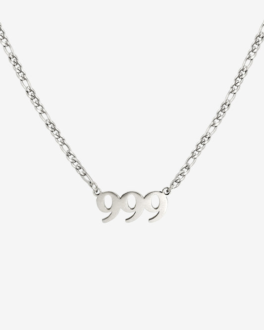 Angel Number Necklace Silver 999