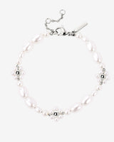 Flowery Pearls Bracelet Silver