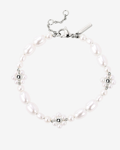 Flowery Pearls Bracelet Silver