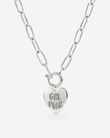 Girl Power Oval Links Necklace Set Silver