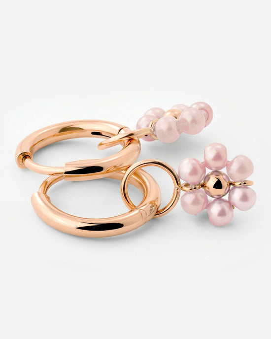 Pretty Pink Daisy Hoop Set Small Rose Gold