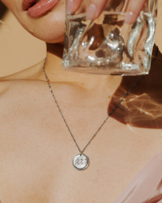 Zodiac Necklace – Aquarius Silver