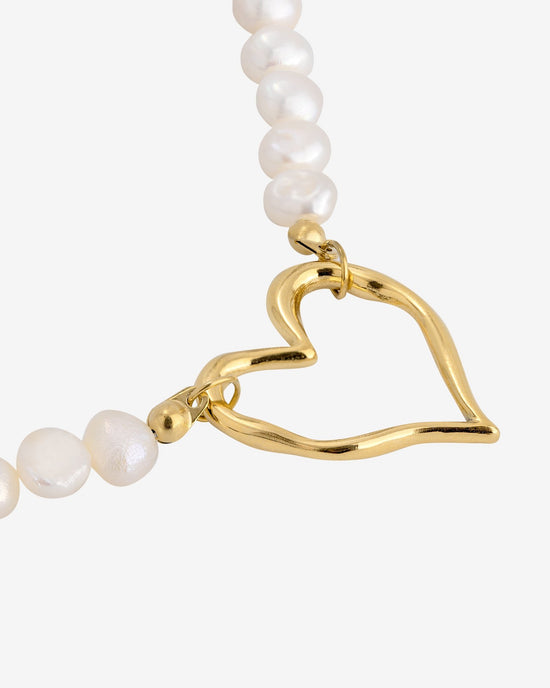 Melting Heart Pearl Necklace gold
