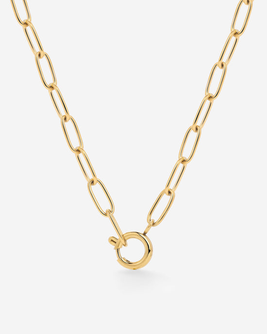 Oval Links Charm Necklace Gold