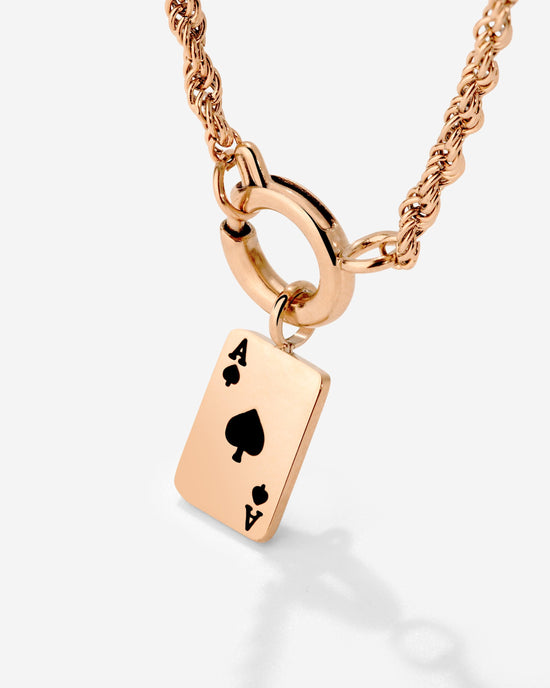 Aced Rope Chain Necklace Set Rose Gold