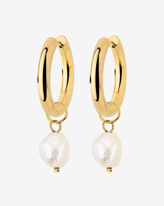 Chunky Pearl Hoop Set Gold