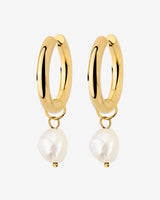 Chunky Pearl Hoop Set Gold