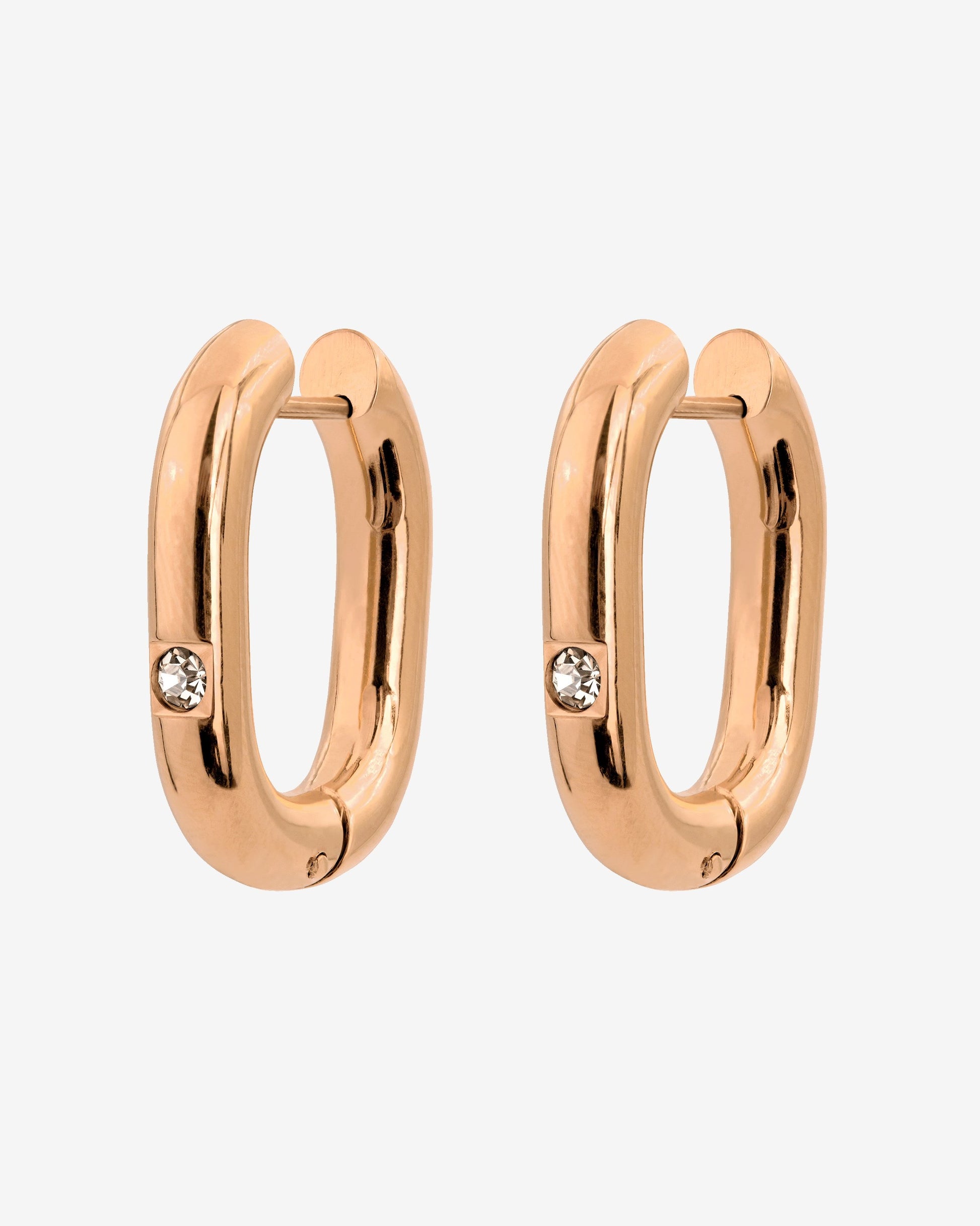 Sparkle Oval Hoops Medium Rose Gold