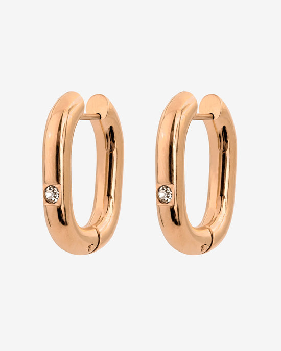 Sparkle Oval Hoops Medium Rose Gold
