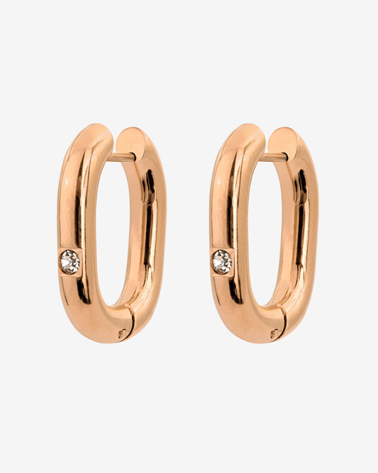 Sparkle Oval Hoops Medium Rose Gold