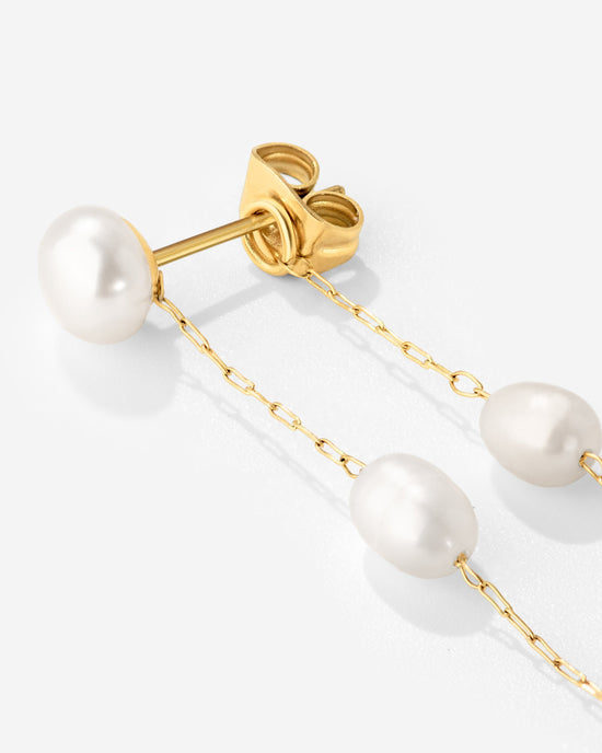 Jules Unique Pearl Fall Studs Gold