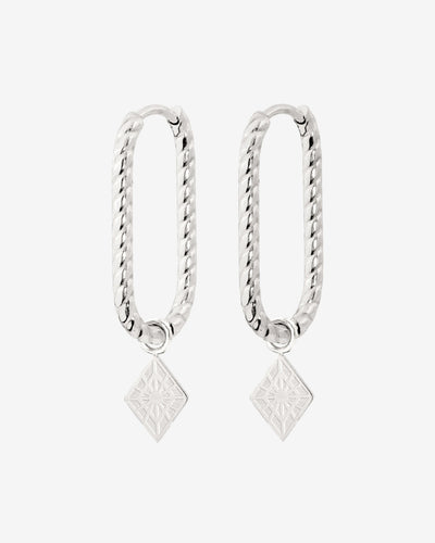 Rombo Oval Twisted Hoops Small Silver