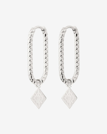 Rombo Oval Twisted Hoops Small Silver