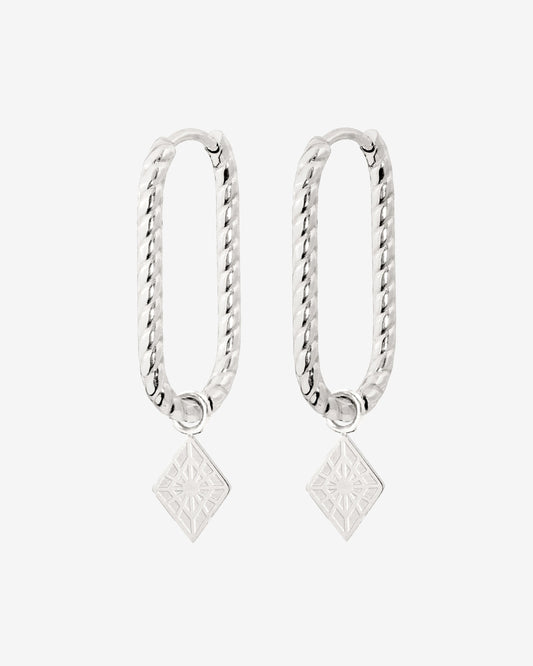 Rombo Oval Twisted Hoops Small Silver