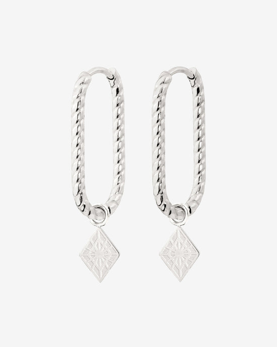 Rombo Oval Twisted Hoops Small Silver