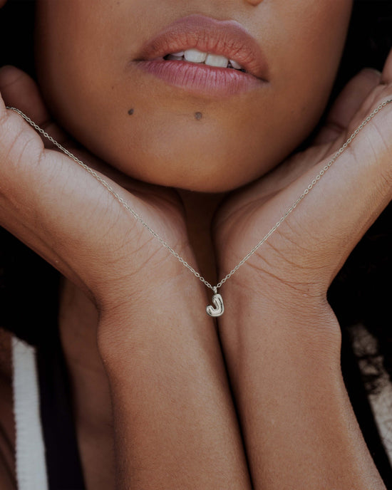 Bubble Letter Necklace Silver