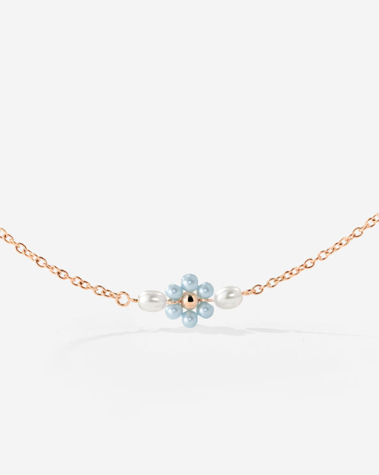 Forever Blue Daisy Necklace Rose Gold