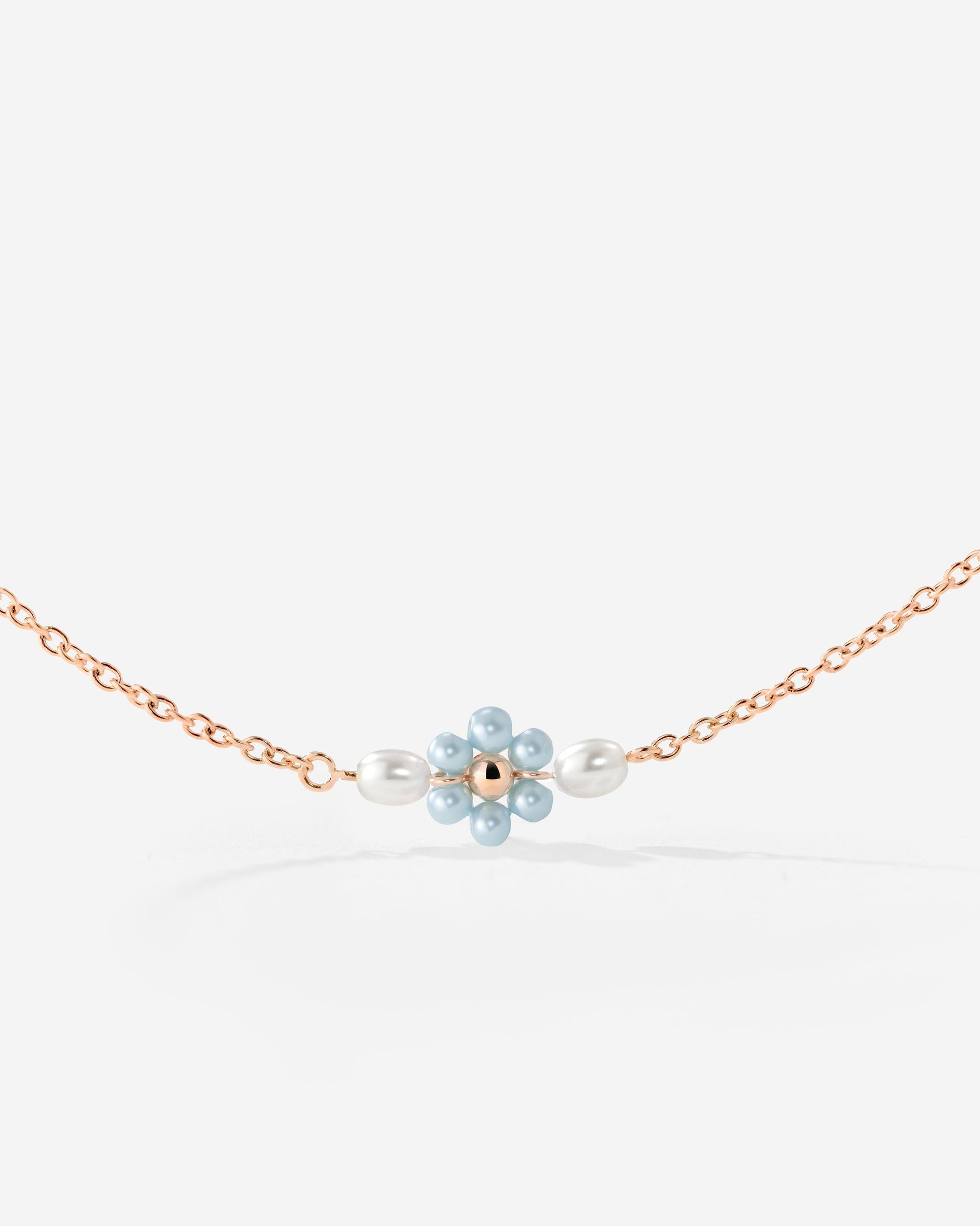 Forever Blue Daisy Necklace Rose Gold